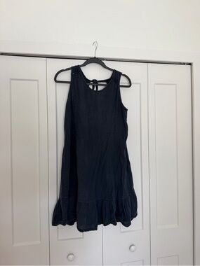 Terzo Millennio Navy Sleeveless Ruffle Hem Dress